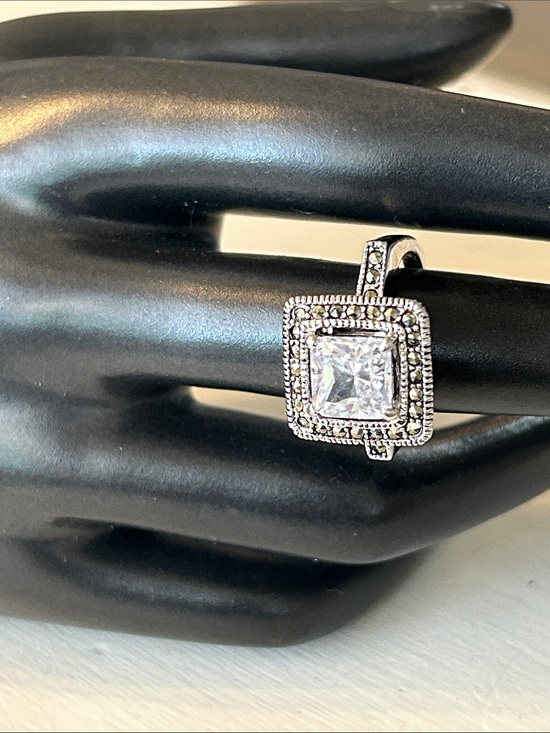 (image for) Jewels by Park Lane DESIRE Marcasite & CZ Silvertone Size 7.25 Ring